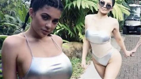 Kylie Jenner Is A Water Goddess In Sexy Silver Bikini As She Struts