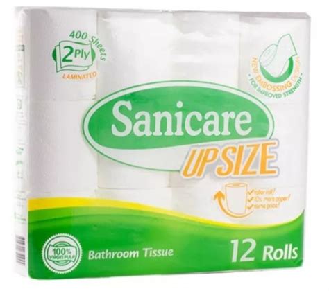 Sanicare Upsize Bathroom Tissue 12 Rolls 2Ply 200 Pulls 400