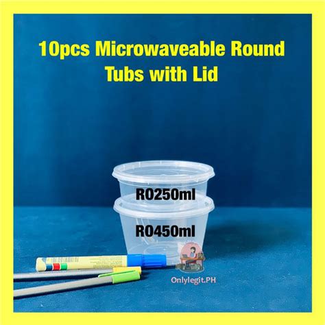 10pcs Microwaveable Round Tub With Lid Ro250300 Ro450 Ro750 Shopee