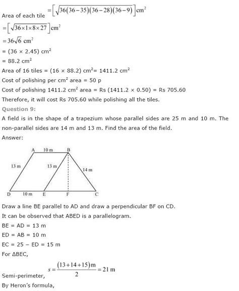 Ncert Solutions Class Maths Ch Herons Formula