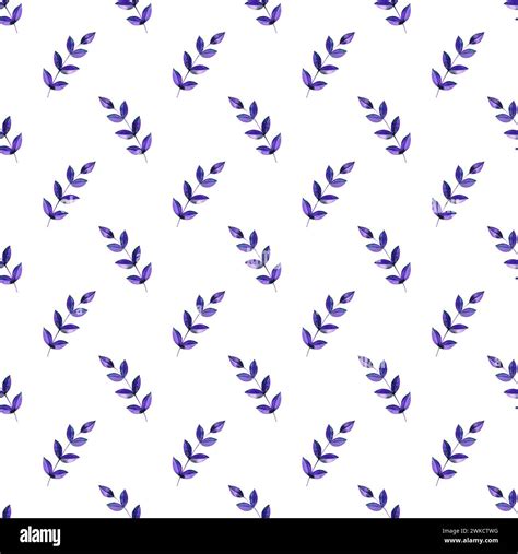 Original floral seamless wallpaper with violet leaves, watercolor ...