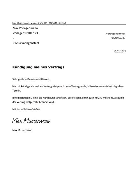 Kuendigungsschreiben