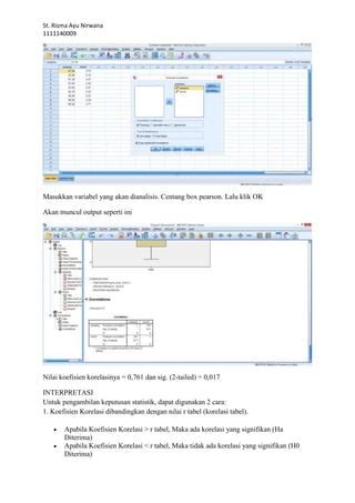 Analisis Korelasi Dengan Spss Pdf