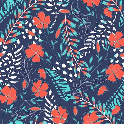 Premium Vector Summer Trend Seamless Pattern With Tropical Leaves And