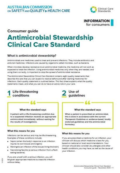 antimicrobial stewardship clinical care standard australian