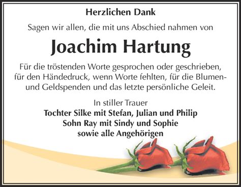 Traueranzeigen Von Joachim Hartung Abschied Nehmen De