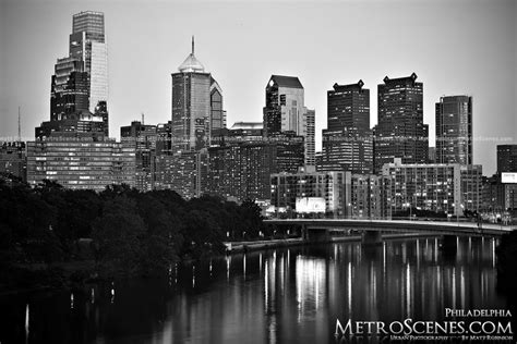 Philadelphia Skyline at night Black and White - MetroScenes.com - Black ...