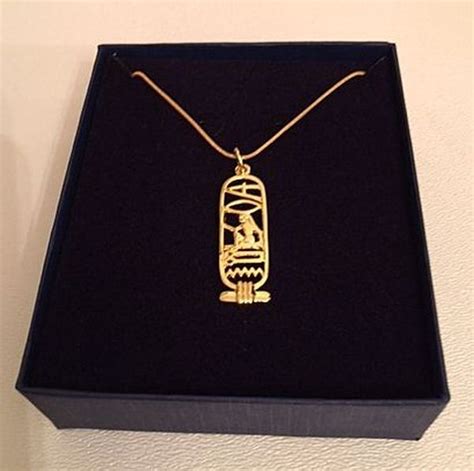 I Love You Message In Egyptian Hieroglyphics Cartouche Pendant Gold Plated 18 Ebay