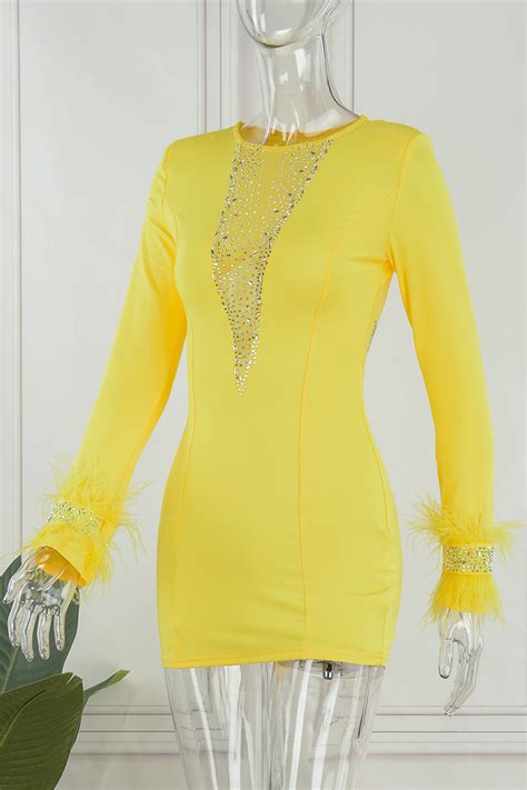 Wholesale Black Sexy Hot Drilling Patchwork Hot Drill O Neck Sheath Dresses K66477 2 Online