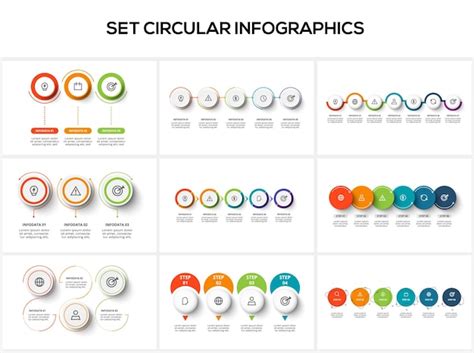 Premium Vector Set Circular Infographic With 3 4 5 6 Steps Options Parts Or Processes Business