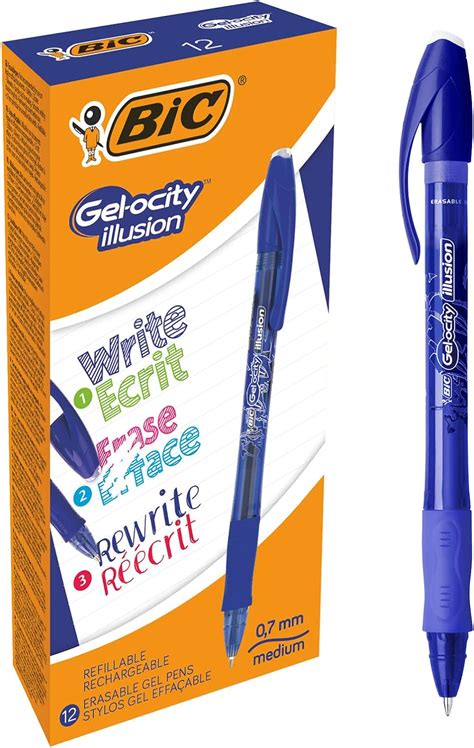 BIC Gel ocity Illusion Stylos Gel Effaçables Rechargeable Pointe