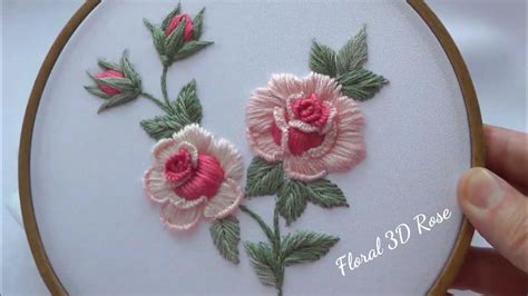 3d Rose Embroidery Simple Flowers Stitches Youtube