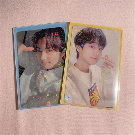 Wts Holo Pc Sleeves Pink Purple Blue Yellow Popcorn Txt Nct Bts Enhypen Lesserafim Newjeans