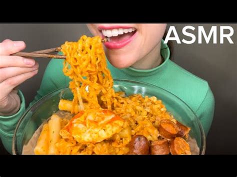 Asmr Buldak Carbo Ramen Noodles Rice Cakes Soft Chewy Eating Sounds