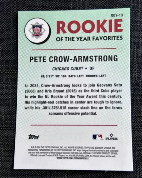 Bowman Chrome Roy Pete Crow Armstrong Rookie Of The Year