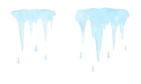 Premium PSD | Watercolor illustration of a melting dripping icicle ...