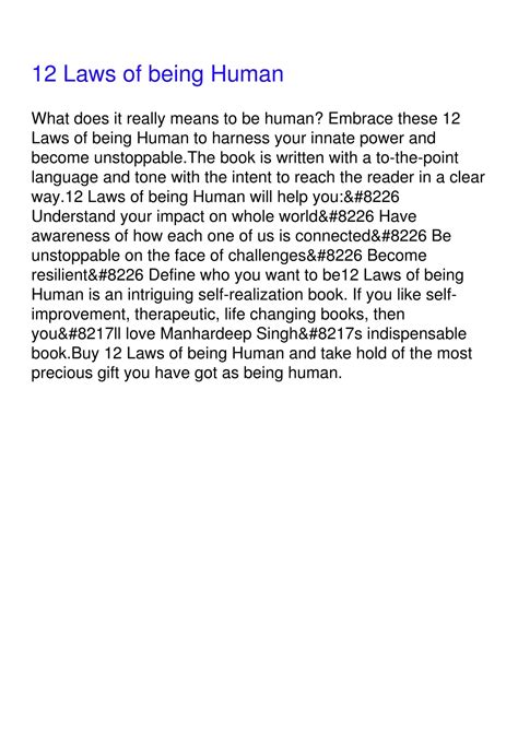 Ppt Pdf Download 12 Laws Of Being Human Powerpoint Presentation