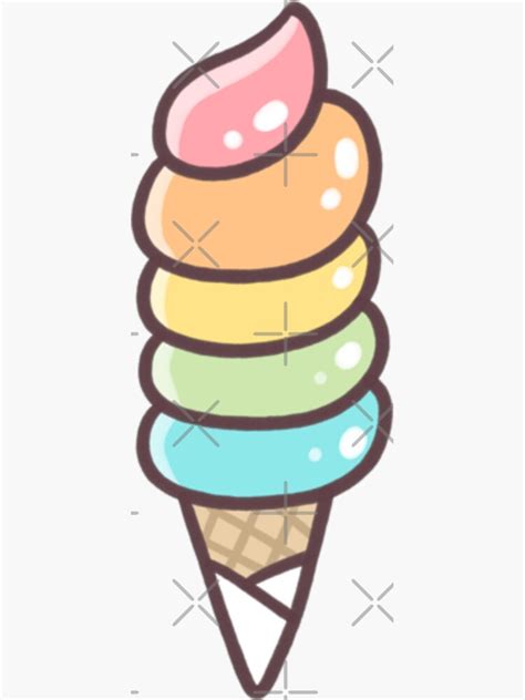 Cute Ice Cream Cone Kawaii Sticker By Symbolized Redbubble