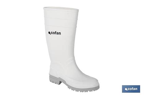 Bota De Agua Alta Fabricada En Pvc Color Blanco Suela