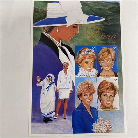 St Vincent Diana Princess Of Wales Commemorative Stamp Set