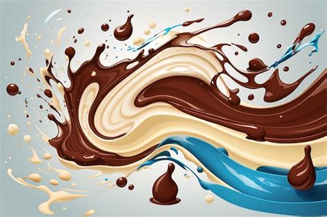 Premium Photo Vector Illustration Of A Flow Of Milk And Chocolate