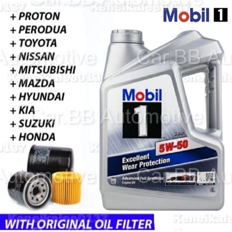 Free Oil Filter Genuine Mobil 1 Advanced 5w50 Sn 4l Excellent Wear Protection Fully