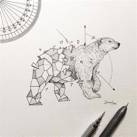 Sweet half-geometric polar bear tattoo design - Tattooimages.biz