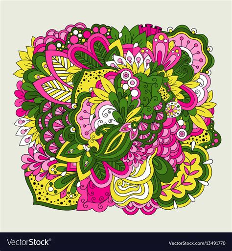 Colorful set doodle flowers Royalty Free Vector Image