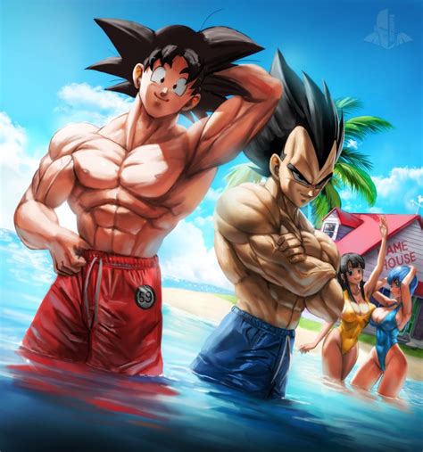 Son Goku Vegeta Bulma And Chi Chi Dragon Ball And 1 More Drawn By