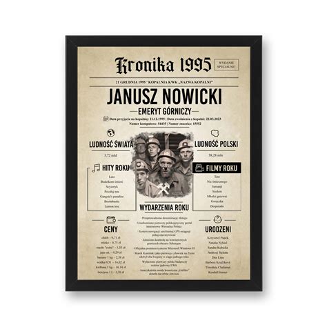 Pamiątka dla emeryta górniczego plakat do druku Coodnie Grafika