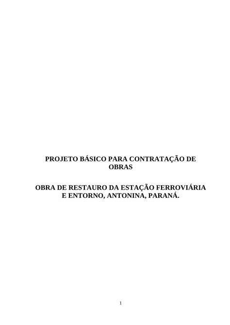 PDF PROJETO BÁSICO PARA CONTRATAÇÃO DE OBRAS OBRA DE portal iphan