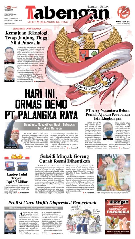 Koran Harian Umum Tabengan Edisi Juni