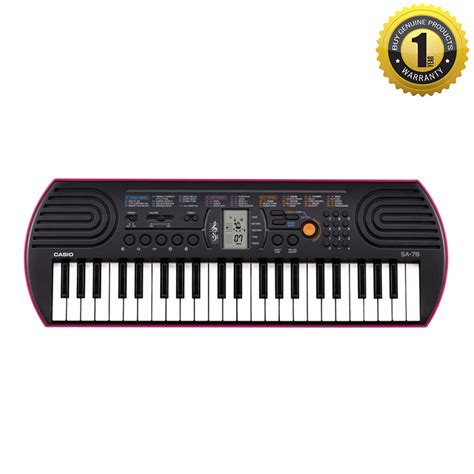 Casio SA-78 Portable Musical Keyboard Piano - Black & Magenta with ...