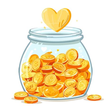 Premium Vector Glass Money Jar Full Of Gold Coins With Heart