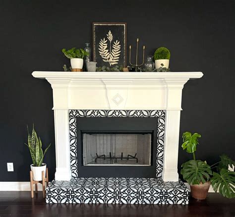 Tile Stencils Create A Moody Fireplace Makeover Stencil Stories