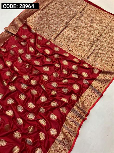 Red Color Soft Banarasi Silk Saree With Zari Weaving Work