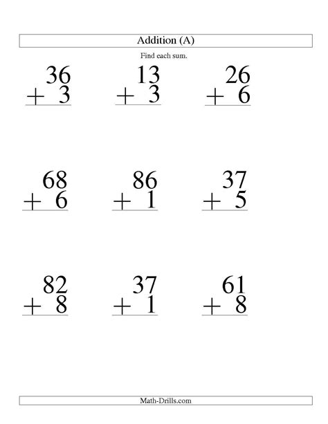 Grade 1 Math 2 Digit Addition Worksheets