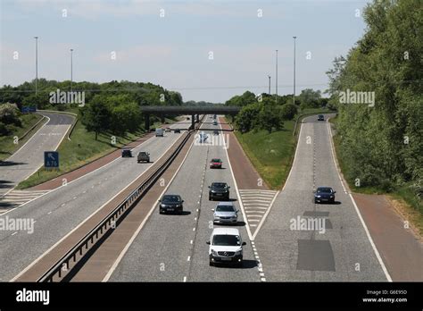 M1 Motorway In Northern Ireland Looking West At Junction 10 Stock