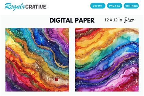 Rainbow Alcohol Ink Seamless Digital Paper