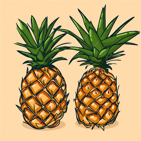 Premium Vector Set Of Pineapple Fruit Vector Illustration In One Line Sketch Style Flat Hand