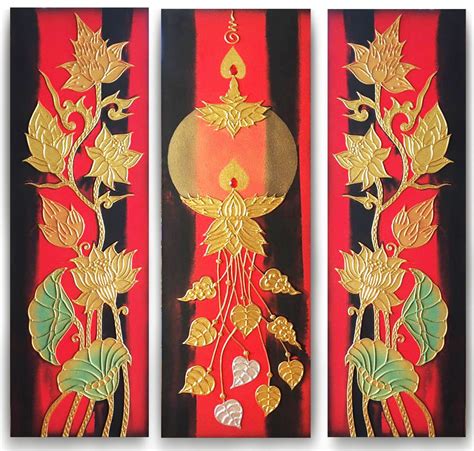 Tableau Peinture Thailande Lotus Canvas Painting Thai Art Assistant