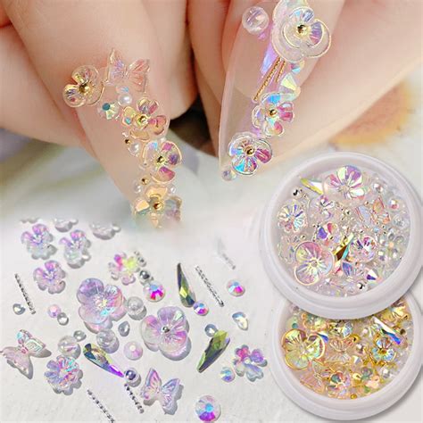 Bueautybox Nail Glitter Nail Art Decorations Kit Shiny 3D Nail Sequins DIY Charms Design ...