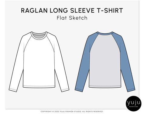 Raglan Long Sleeve T Shirt Fashion Flat Sketch Fashion Template