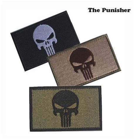 Punisher Skull Embroidered Patches Hook Loop Morale Patches Military Insignia Tactical Patches