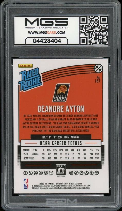 2018 Panini Donruss Optic 157 Deandre Ayton ROOKIE MGS GRADED 10 Gem