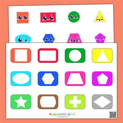 Printable Emotional Shapes Matching Learning Worksheet for Kids