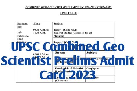 UPSC Combined Geo Scientist Prelims Admit Card 2023 – How to Download, Exam Time Table – TNEPDS ...