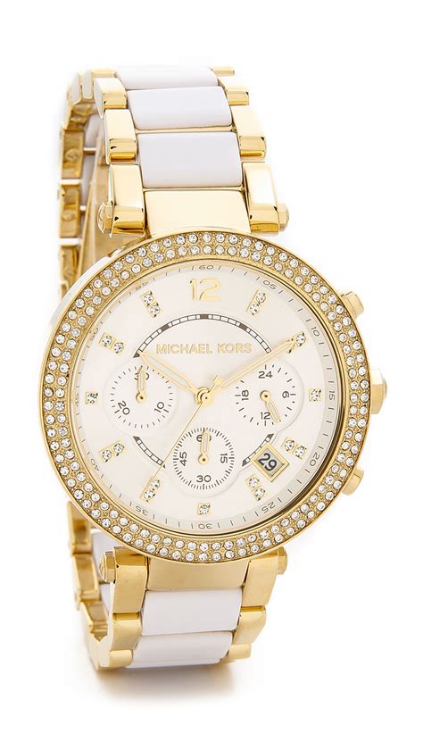 Michael Kors Parker Watch Whitegold In White Lyst