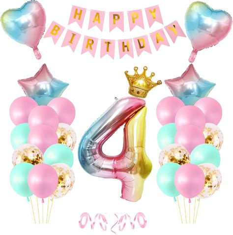 Amazon.com: 4th Birthday Decorations for Girl Baby Birthday Decorations ...