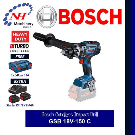 Bosch Cordless Impact Drill Gsb 18v 150 C Solo Ngee Hin Machinery